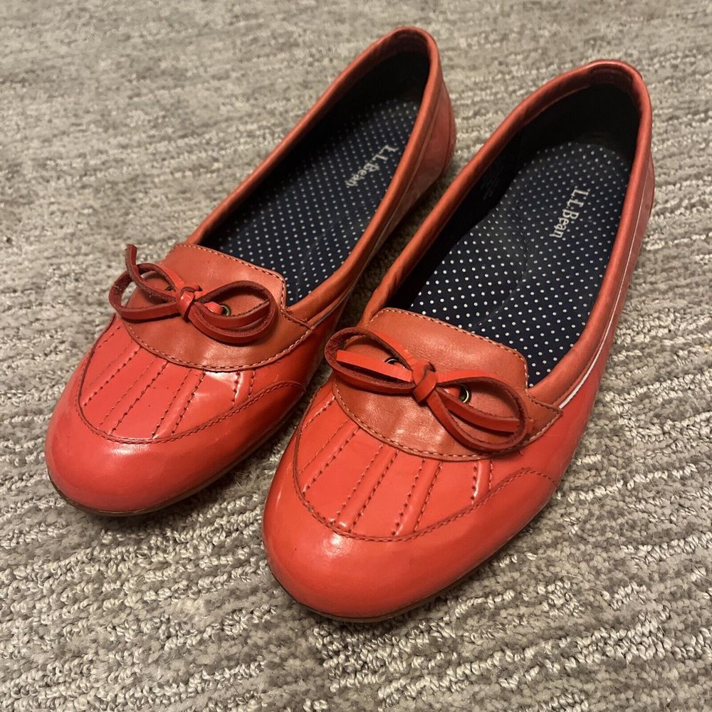 LL Bean Coastal Skimmer Flats Sz 8 Red Coral Waterproof Shoes Flats Slip On